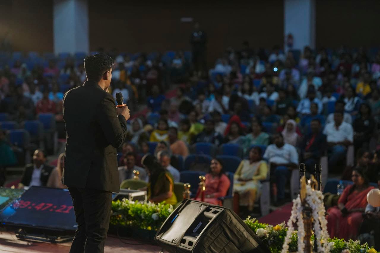 Woman stretching in a park
